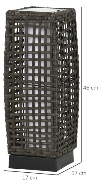 Outsunny Waterproof Outdoor Rattan Solar Lantern, Brushed PE Wicker Patio Garden Lantern w/ Auto On/Off Solar Powered LED Lights Aosom UK