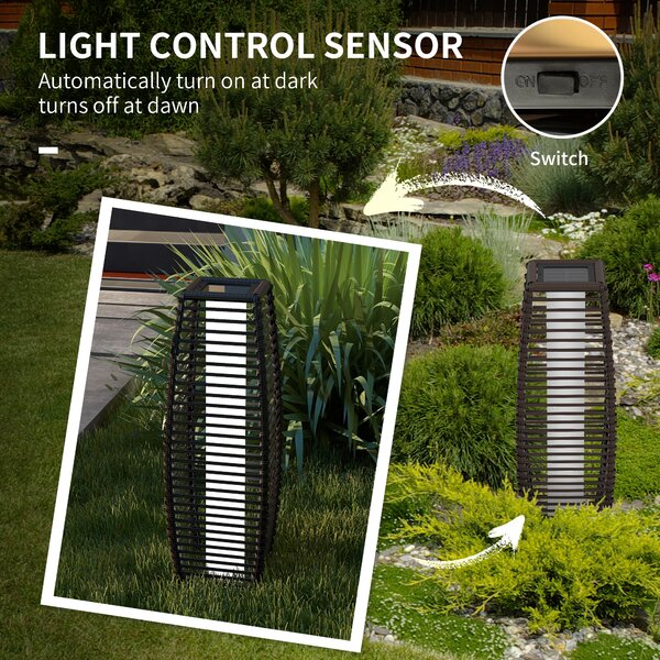 Outsunny Waterproof Solar Pathway Lantern: Automatic LED Lighting for Outdoor Spaces, Decorative Brown Finish Aosom UK