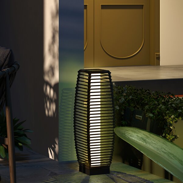 Outsunny Solar Powered Floor Lamp, LED Outdoor Garden Lantern, Pathway Light, Decorative Lighting with Auto On/Off, Grey Aosom UK