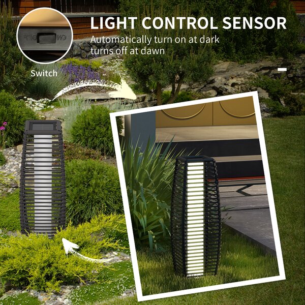 Outsunny Solar Powered Floor Lamp, LED Outdoor Garden Lantern, Pathway Light, Decorative Lighting with Auto On/Off, Grey Aosom UK