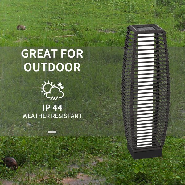 Outsunny Solar Powered Floor Lamp, LED Outdoor Garden Lantern, Pathway Light, Decorative Lighting with Auto On/Off, Grey Aosom UK