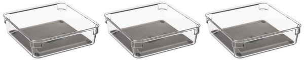 Set of 3 Large Square Drawer Organisers Clear