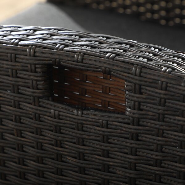 Outsunny Outdoor Rattan Recliner Chair with Adjustable Backrest and Footrest, Cushion, Side Tray, Grey