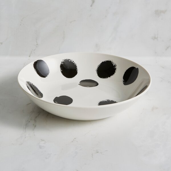 Set of 4 Spot Pasta Bowls White/Black