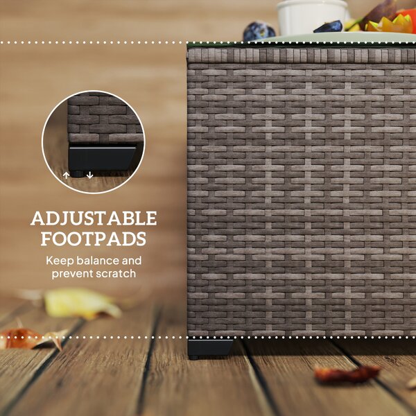 Outsunny 62 x 62cm Glass-Top Rattan Side Table - Black