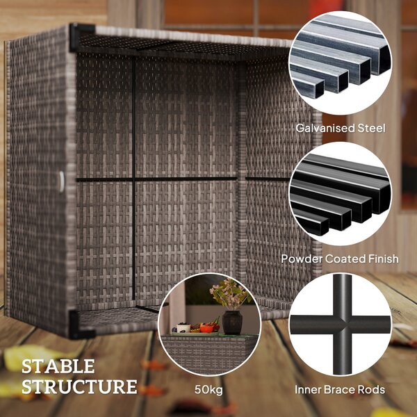 Outsunny 62 x 62cm Glass-Top Rattan Side Table - Black