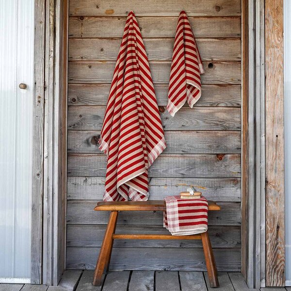 Piglet Sandstone Red Stripe Cotton Towels Size Hand Towel