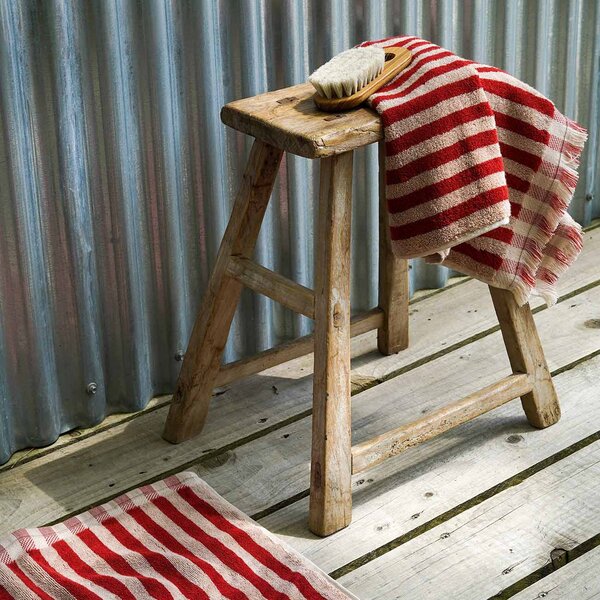 Piglet Sandstone Red Stripe Cotton Hand Towel Size 19in x 35in (50cm x 90cm)