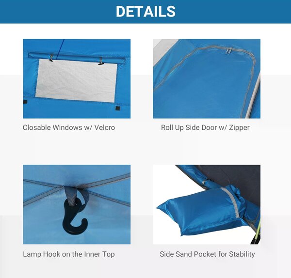 Outsunny Pop-up Beach Tent Sun Shade Shelter for 1-2 Person UV Protection Waterproof with Ventilating Mesh Windows Carrying Bag Aosom UK