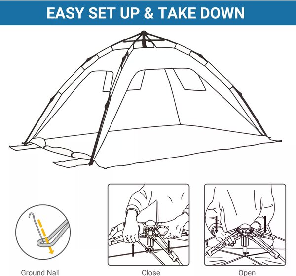 Outsunny Pop-up Beach Tent Sun Shade Shelter for 1-2 Person UV Protection Waterproof with Ventilating Mesh Windows Carrying Bag Aosom UK