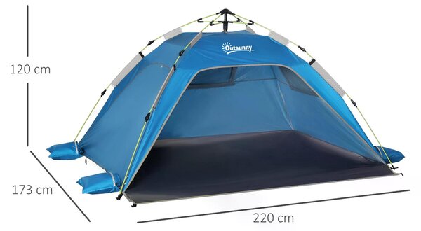 Outsunny Pop-up Beach Tent Sun Shade Shelter for 1-2 Person UV Protection Waterproof with Ventilating Mesh Windows Carrying Bag Aosom UK
