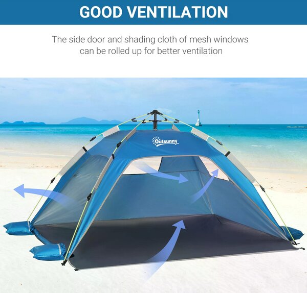 Outsunny Pop-up Beach Tent Sun Shade Shelter for 1-2 Person UV Protection Waterproof with Ventilating Mesh Windows Carrying Bag Aosom UK