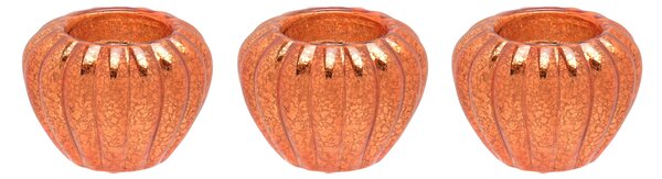 Set of 3 Glass Pumpkin Tealights