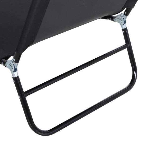 Outsunny 2 Pieces Foldable Sun Lounger Set With 5-Position Adjustable Backrest, Portable Relaxer Recliner with Lightweight Frame