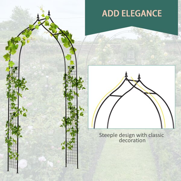Outsunny Steel Frame Backyard Metal Pergola for Plants & Trellis Garden Arch Black Aosom UK