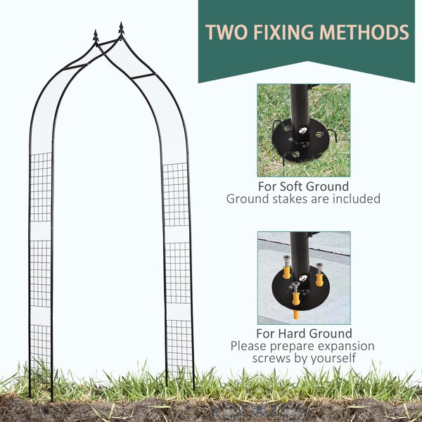 Outsunny Steel Frame Backyard Metal Pergola for Plants & Trellis Garden Arch Black Aosom UK