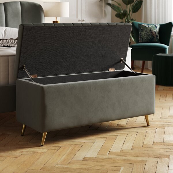 Curve Pleated Velvet End of Bed Ottoman