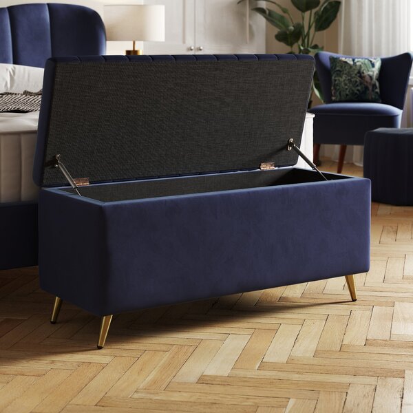 Curve Pleated Velvet End of Bed Ottoman