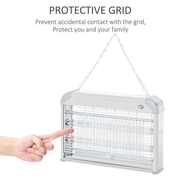 Outsunny Electric Fly Mosquito Killer, 20W Free Standing or Wall Hanging, Electric Fly Zapper, Bug & Insect Killer Aosom UK