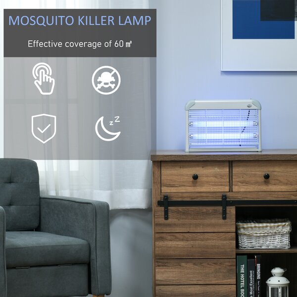 Outsunny Electric Fly Mosquito Killer, 20W Free Standing or Wall Hanging, Electric Fly Zapper, Bug & Insect Killer Aosom UK