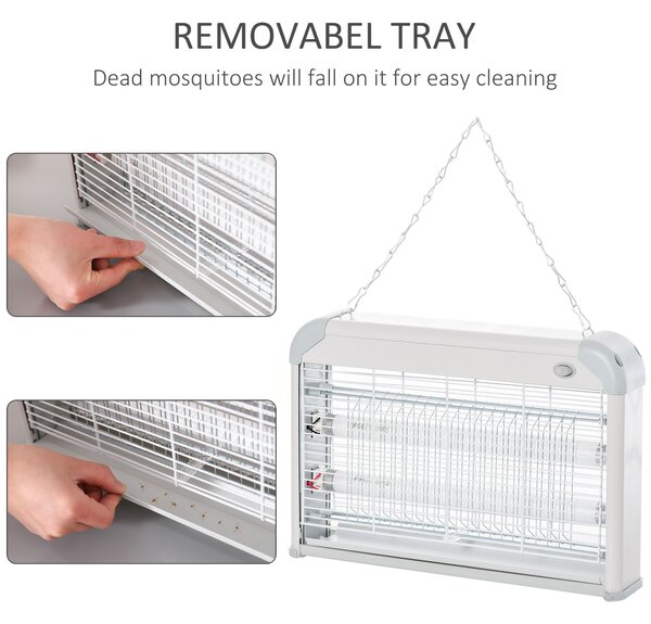 Outsunny Electric Fly Mosquito Killer, 20W Free Standing or Wall Hanging, Electric Fly Zapper, Bug & Insect Killer Aosom UK