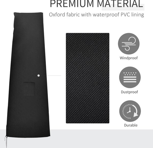 Outsunny Garden Parasol Cover Waterproof Outdoor Cantilever Banana Umbrella Protector 300D Oxford Fabric 200 x 50/80 cm Aosom UK