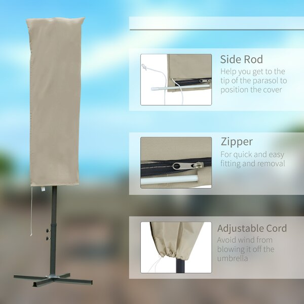 Outsunny Cantilever Umbrella Cover Outdoor Parasol Protector Weatherproof Garden Patio with Rod, Zipper Aosom UK