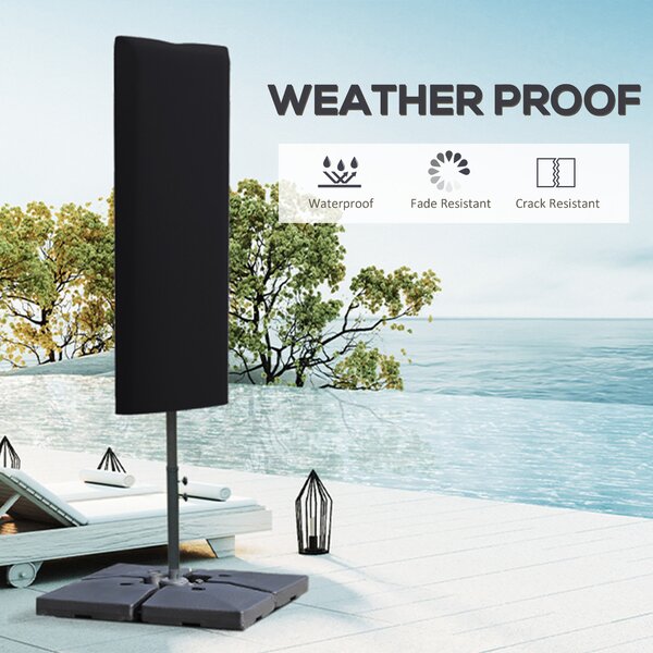 Outsunny Garden Parasol Cover, Outdoor Patio Umbrella Protector Weatherproof Garden Patio with Rod, Zipper for 2-4m Parasol, Φ60 x 160cm, Black