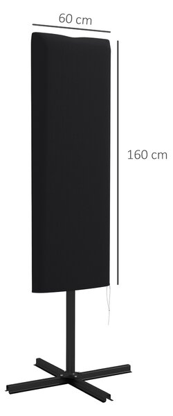 Outsunny Garden Parasol Cover, Outdoor Patio Umbrella Protector Weatherproof Garden Patio with Rod, Zipper for 2-4m Parasol, Φ60 x 160cm, Black
