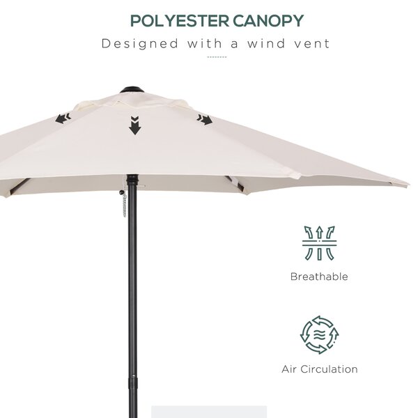 Outsunny Cream Patio Parasol: 6-Rib Outdoor Sun Shade for Balcony & Garden, 2M Aosom UK