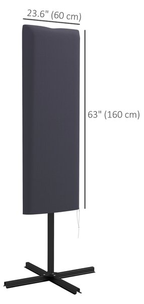 Outsunny Outdoor Cantilever Umbrella Cover Parasol with Rod, Zipper, Dark Grey Aosom UK