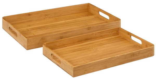Set of 2 Bamboo Nesting Trays Brown