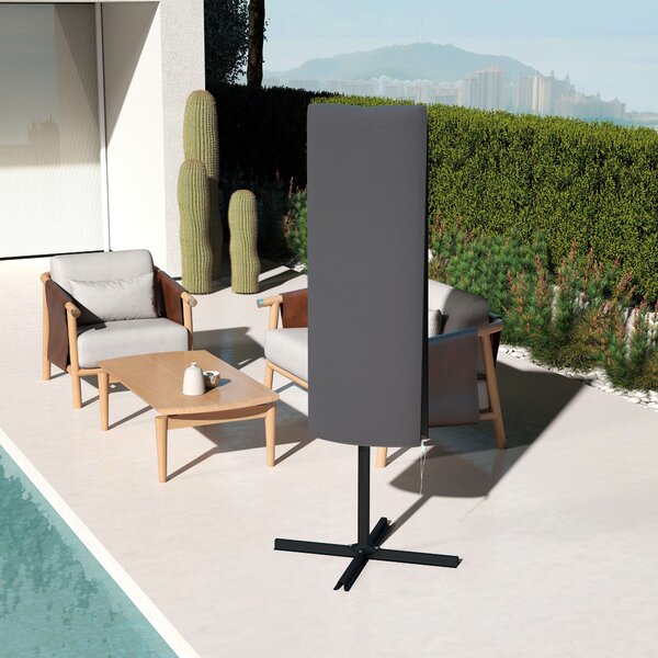 Outsunny Outdoor Cantilever Umbrella Cover Parasol with Rod, Zipper, Dark Grey Aosom UK