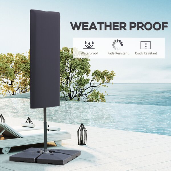 Outsunny Outdoor Cantilever Umbrella Cover Parasol with Rod, Zipper, Dark Grey Aosom UK