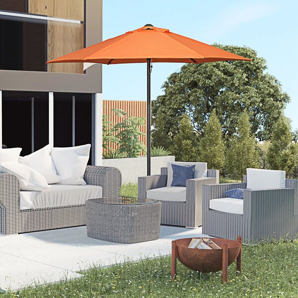 Outsunny Patio Parasol, 2m Outdoor Sun Shade with 6 Ribs for Garden, Balcony, Bench, Orange Aosom UK