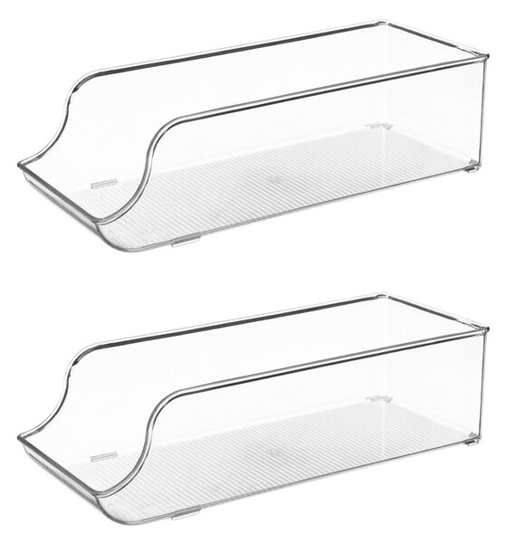 Set of 2 Fridge 9 Can Storage Boxes Clear