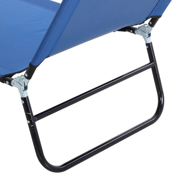 Outsunny 2-Piece Portable Sun Lounger Set, 5-Position Adjustable Backrest, Foldable & Lightweight, Blue Aosom UK