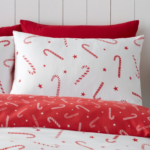 Catherine Lansfield Candy Cane Reversible Duvet Cover and Pillowcase Set