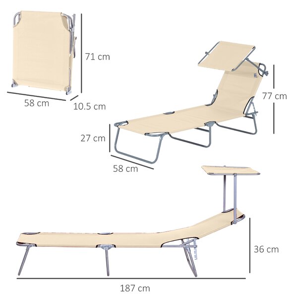 Outsunny 2 Foldable Outdoor Recliner Sun Loungers with Canopy, Adjustable Backrest for Patio Comfort Aosom UK