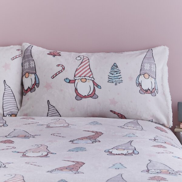 Catherine Lansfield Festive Gnomes Fleece Duvet Cover and Pillowcase Set