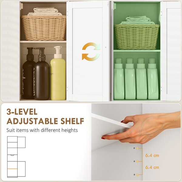 HOMCOM Slim Bathroom Storage Cabinet with Sensor Lights, Space-Saving and Modern Design, White Aosom UK