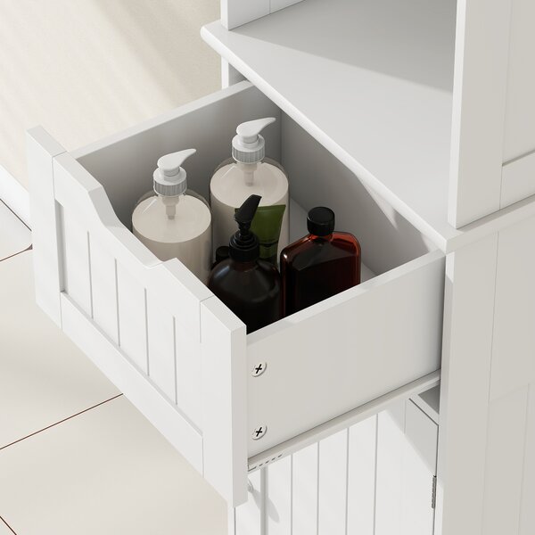 HOMCOM Slim Bathroom Storage Cabinet with Sensor Lights, Space-Saving and Modern Design, White Aosom UK