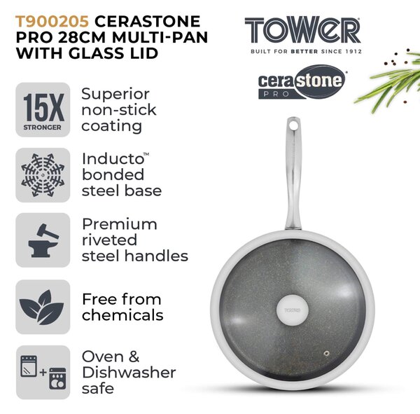 TOWER Cerastone Pro 28cm Multi Pan with lid