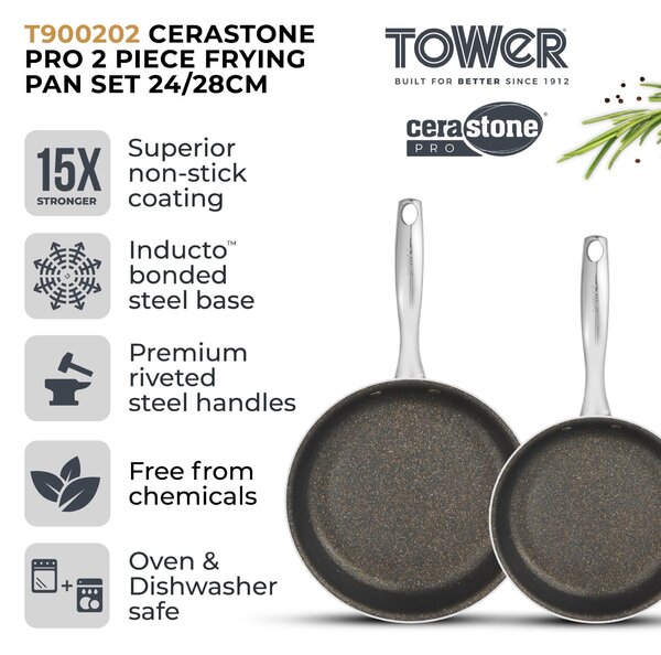 TOWER Cerastone Pro 2 Piece Fry Pan Set