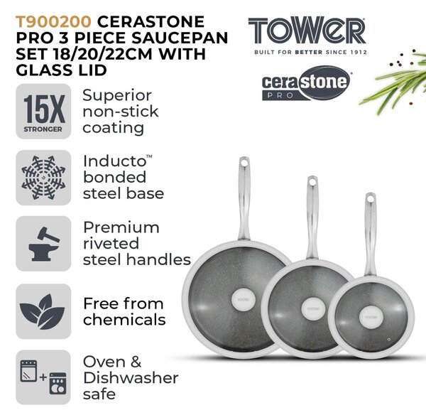 TOWER Cerastone Pro 3 Piece Pan Set