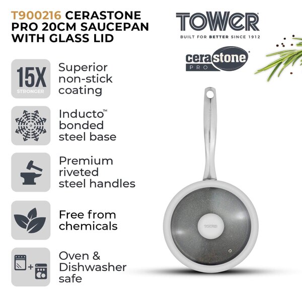 TOWER Cerastone 20cm Pan with lid