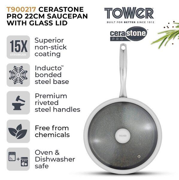 TOWER Cerastone 22cm Pan with lid