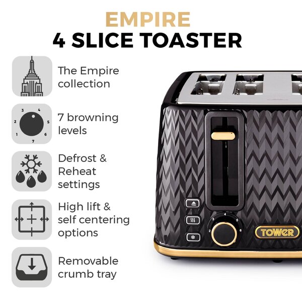 TOWER Empire 4 Slice Toaster