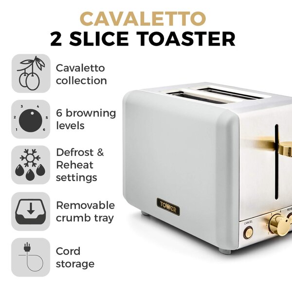 TOWER Cavaletto 2 Slice Toaster