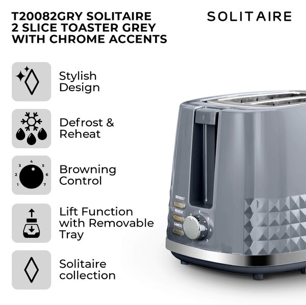 TOWER Solitaire 2 Slice Toaster